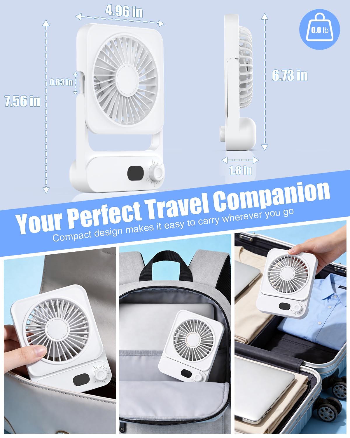 Ehoyal compact travel-friendly design fits bags and carry-ons.