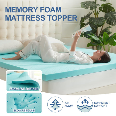 Eiayeebil topper soft blue cover highlighting calming look