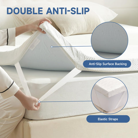 Eiayeebil memory foam topper with non-slip backing stays in place