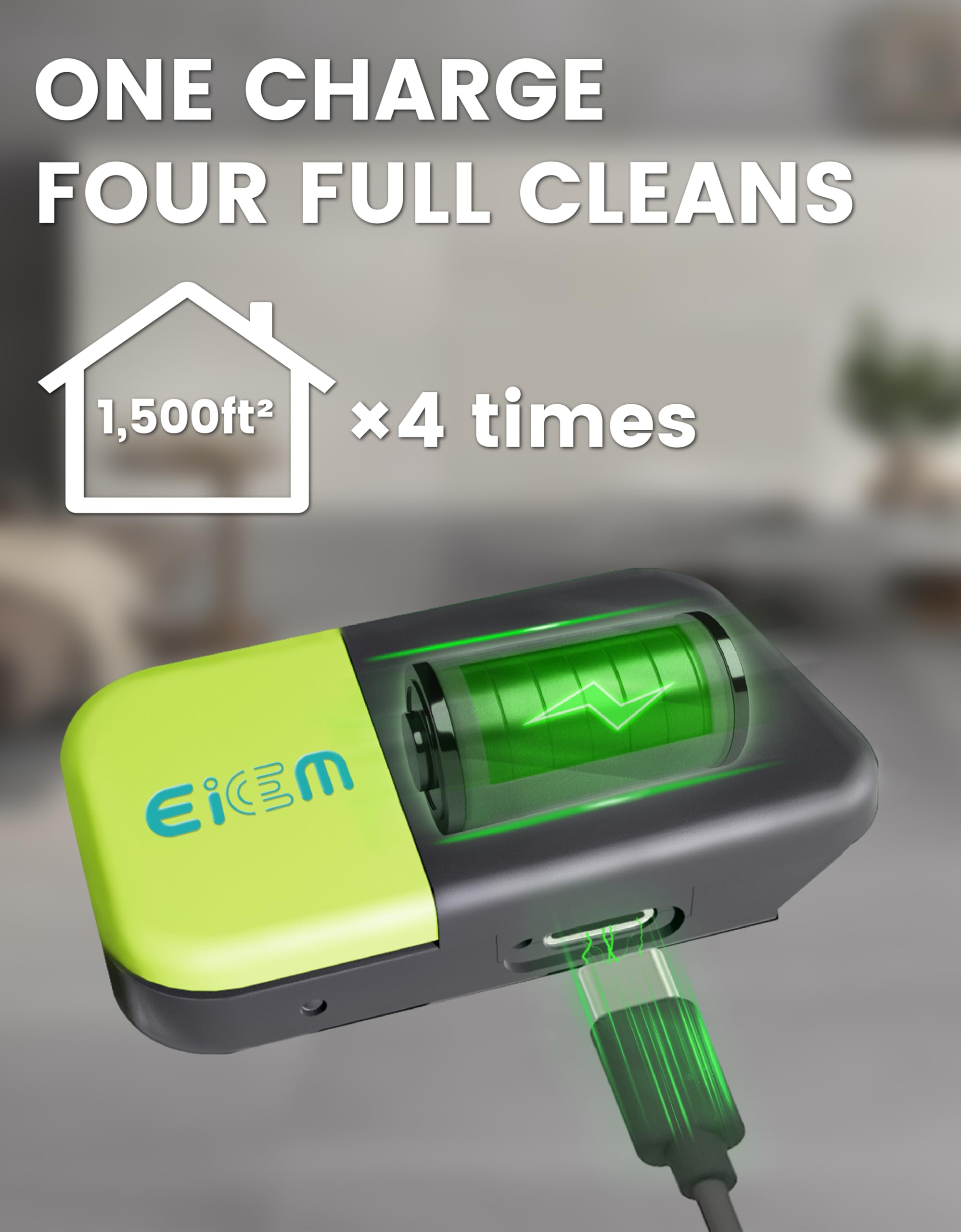 Cat and dog hair detected by the EICEM light for targeted cleaning.