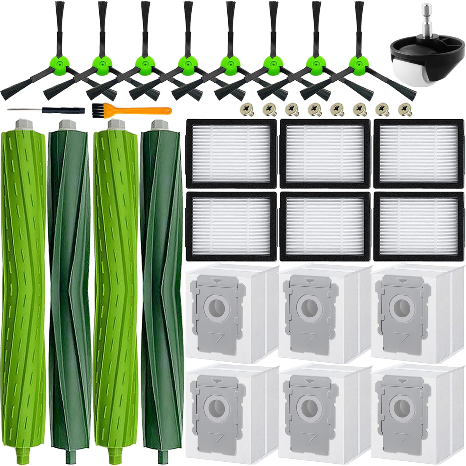 Eifrthe Roomba roller brushes show tangle-free operation and pet hair handling.