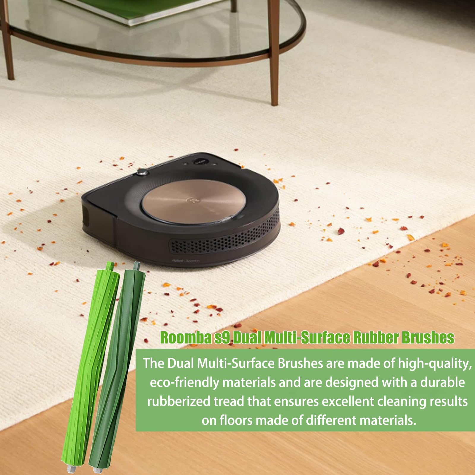 Eifrthe Roomba s9 replacement rollers installed for efficient multi-surface cleaning