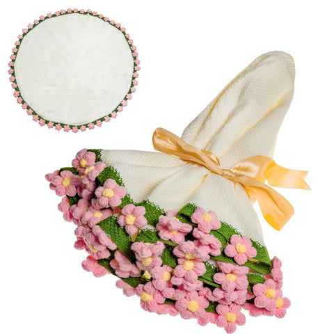 Eightown 43-inch crochet rose blanket shows bouquet-style transformable decor and warmth.