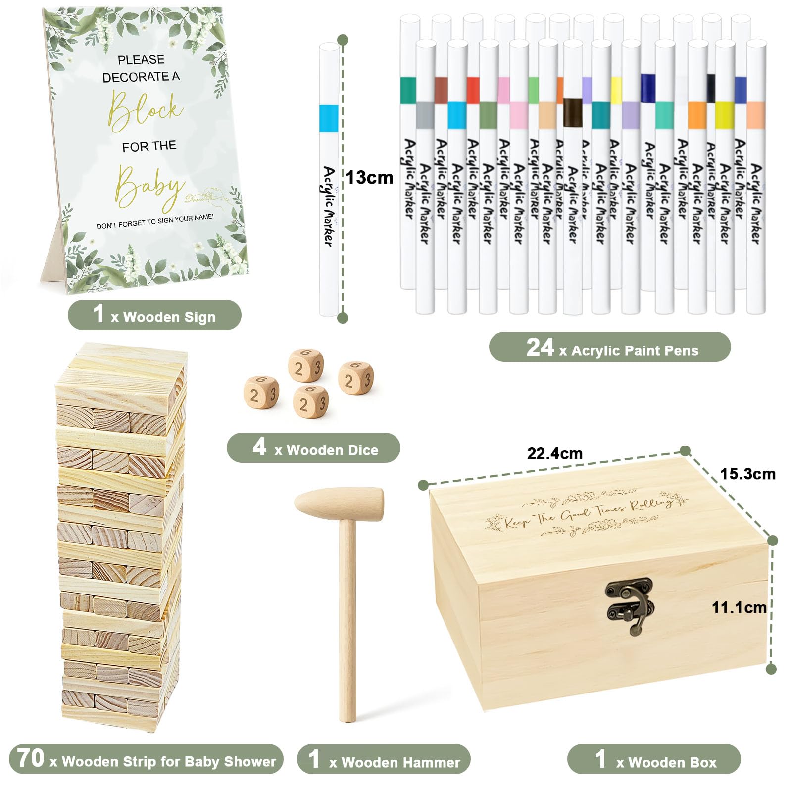 EIGTWEN acrylic paint pens 24 colors enabling vibrant baby shower notes