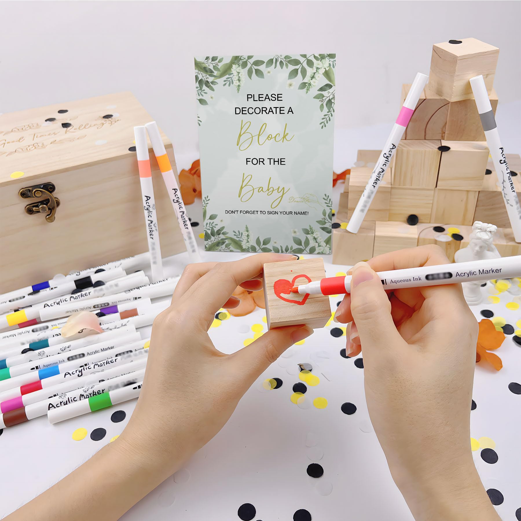 EIGTWEN wooden box to organize baby shower materials