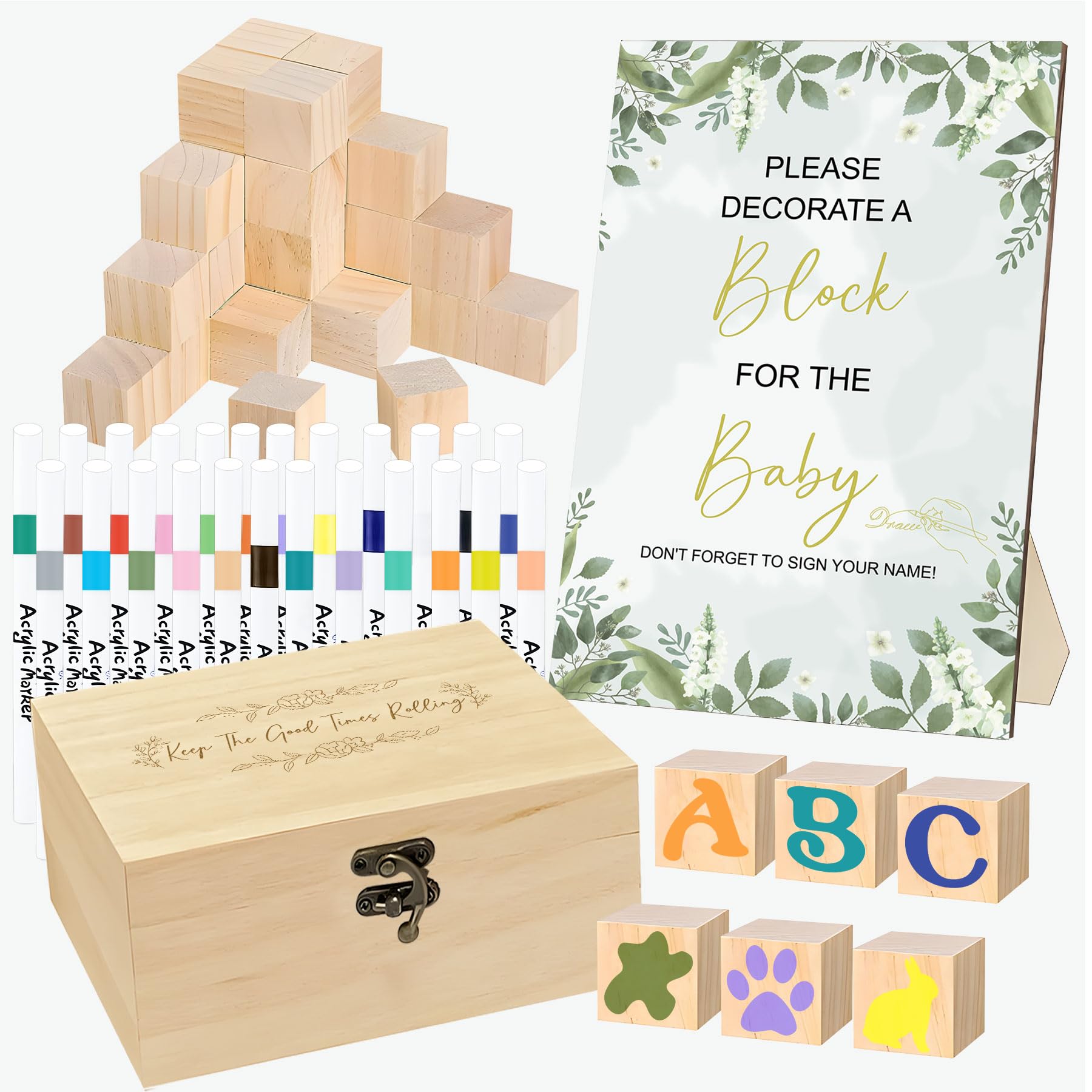 EIGTWEN wooden sign for drawing games at baby showers