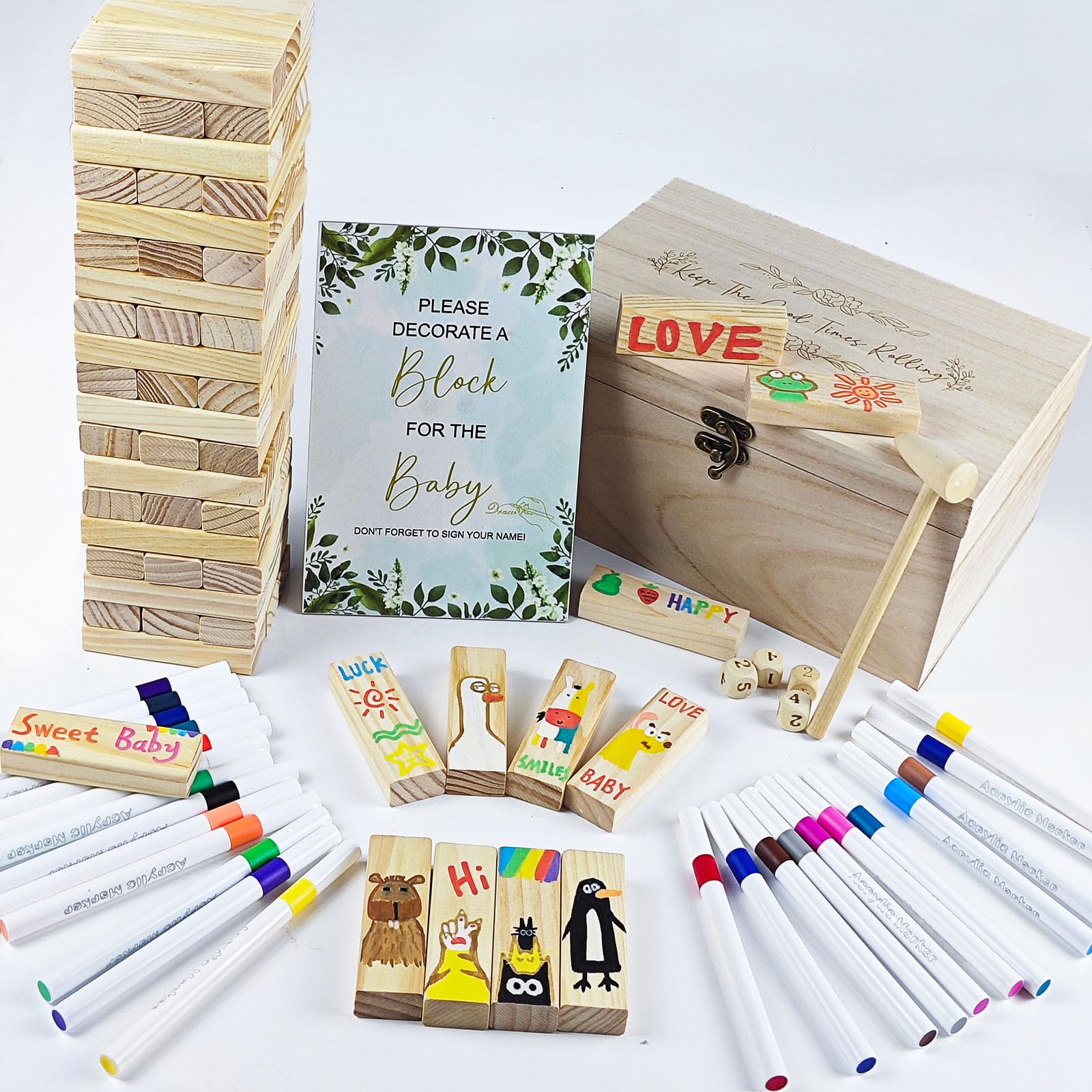 EIGTWEN wooden dice pack for turn-based fun
