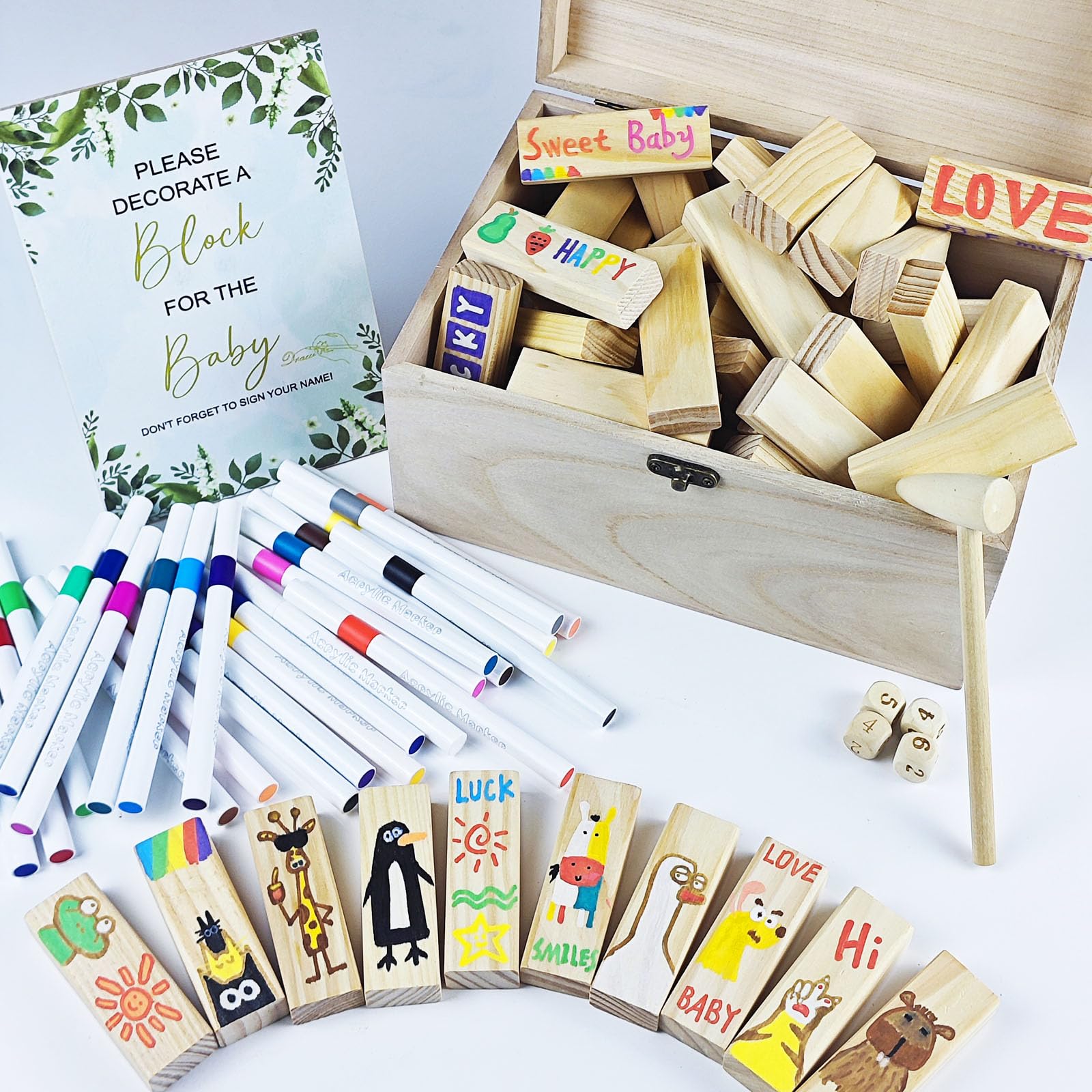 EIGTWEN wooden strip set of 70 for blessings and messages