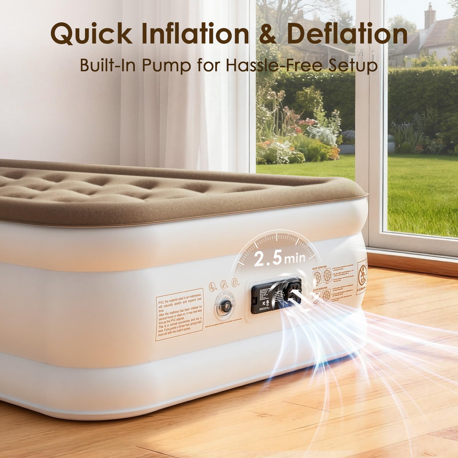 EISENFUER built-in pump inflates in about 2.5 minutes