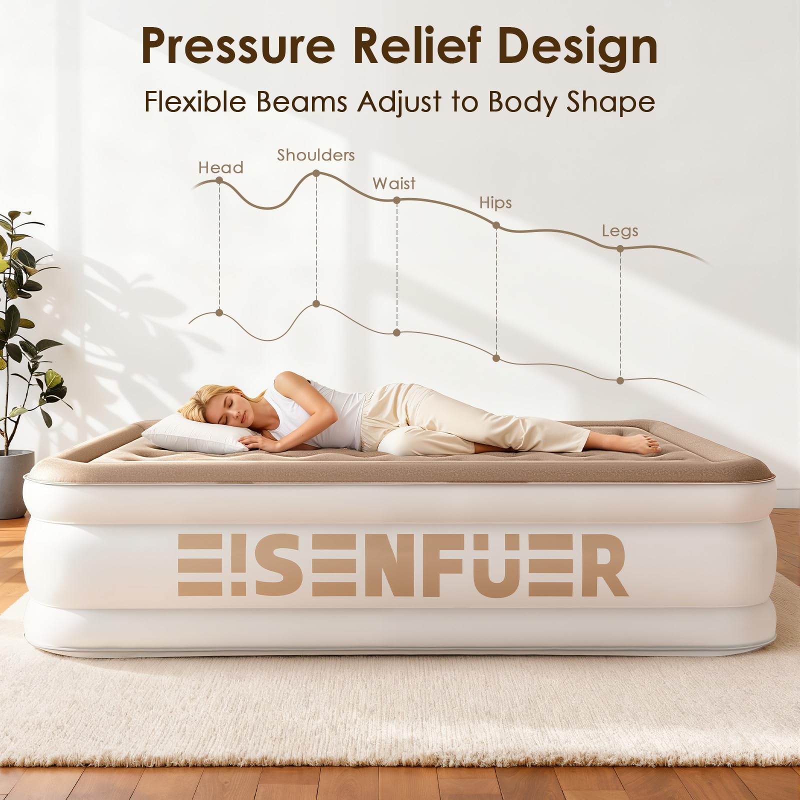 Eisenfuer air mattress deflates quickly and fits in carry bag.