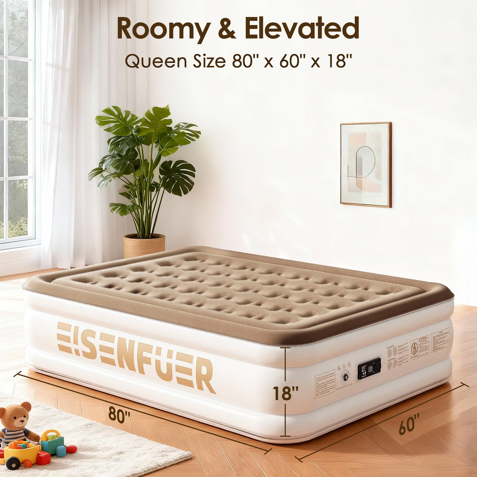 Eisenfuer air mattress ideal for overnight guests and sleepovers.