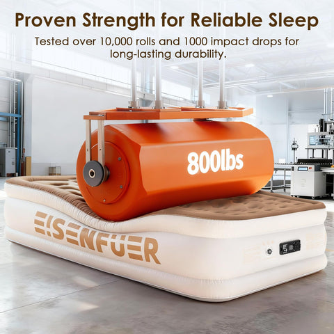 Eisenfuer air mattress puncture-resistant PVC enhances durability.