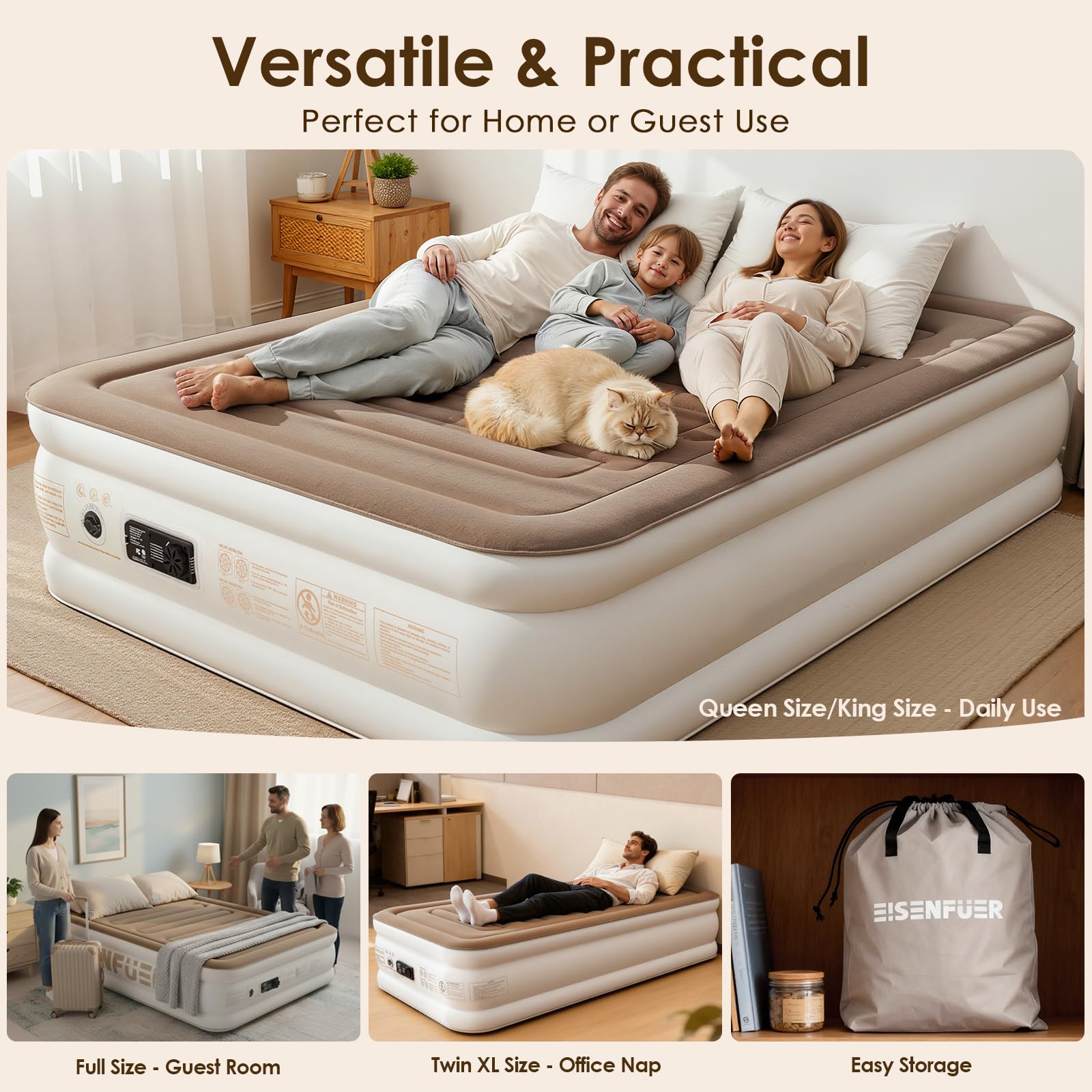 Eisenfuer Queen horizontal I beams keep edges firm for stable sleep.