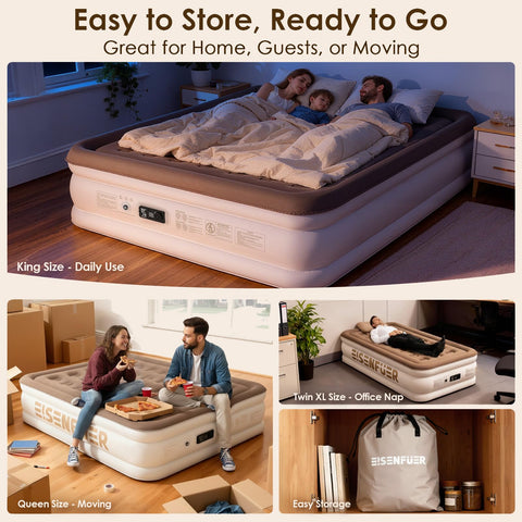 Eisenfuer air mattress reinforced seams help long-lasting use.