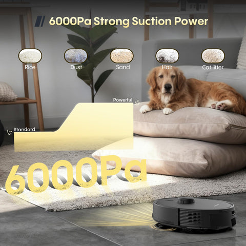 eitton 6000pa suction cleans floors and carpets effectively.