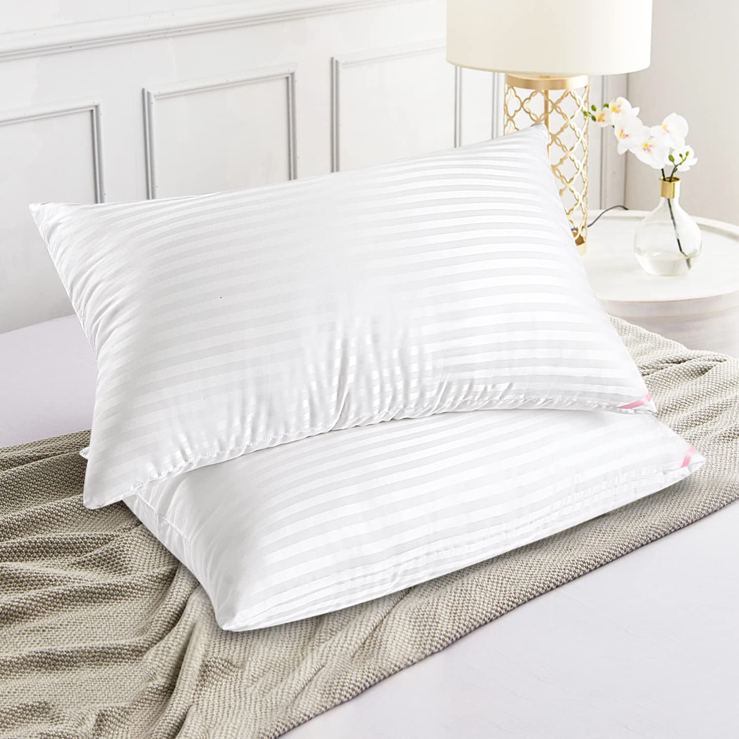 EIUE bed pillows 4-pack breathable cotton cover keeps skin cool