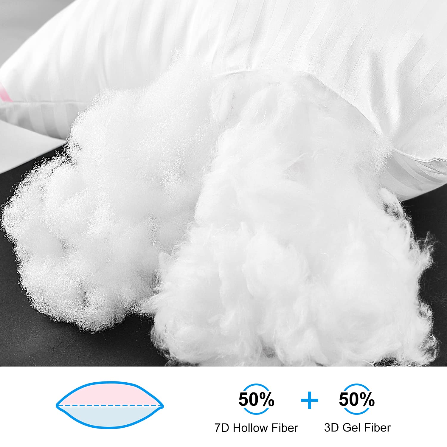 EIUE King size pillow close-up shows soft down-alternative fill for comfort