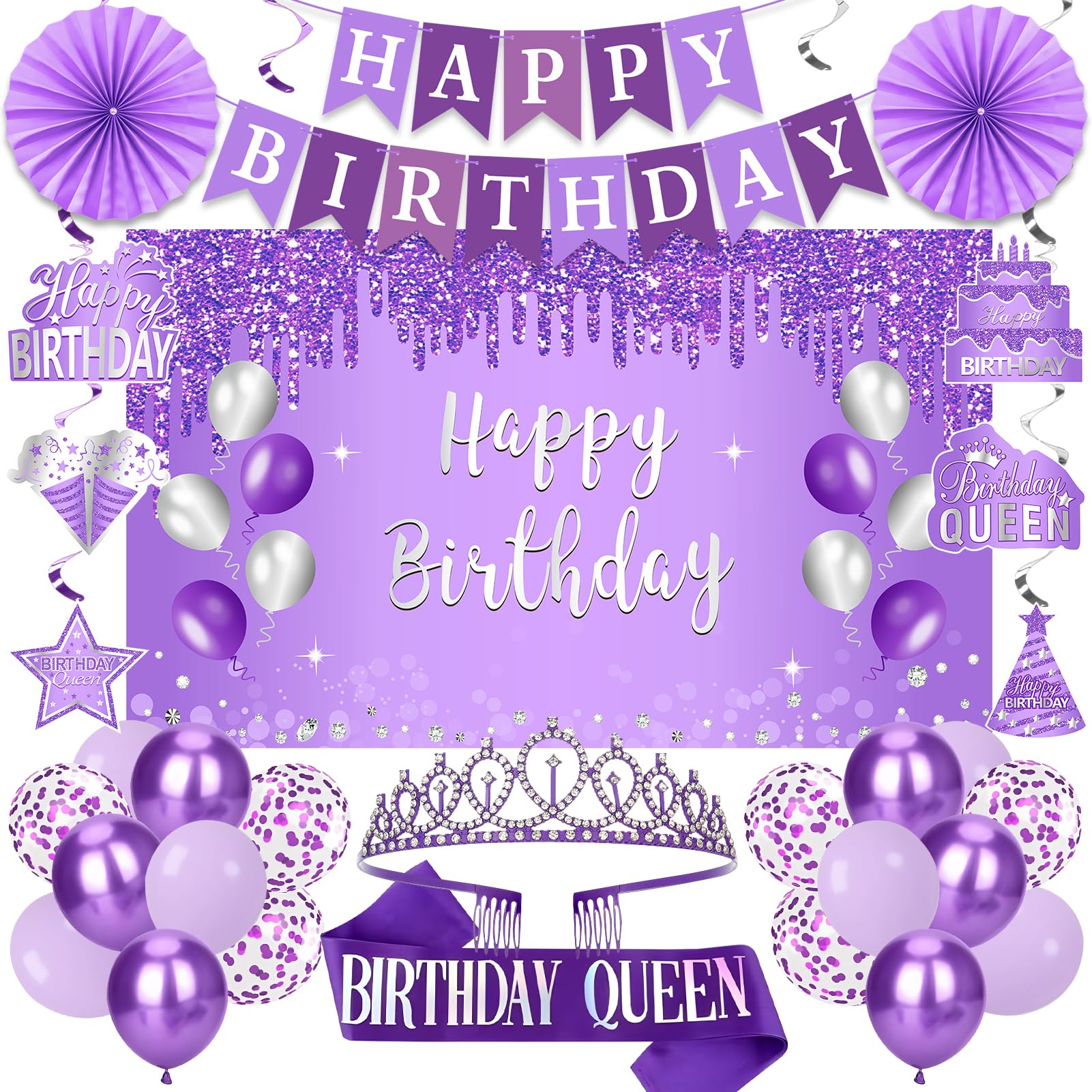Eiurteao purple crown decor for birthday photos and celebration flair