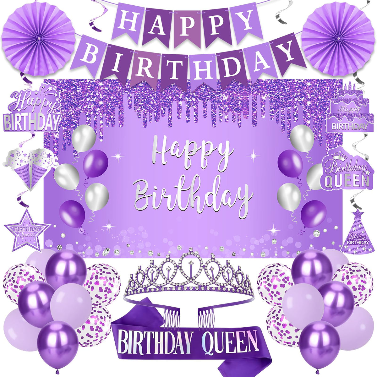 Eiurteao purple crown decor for birthday photos and celebration flair