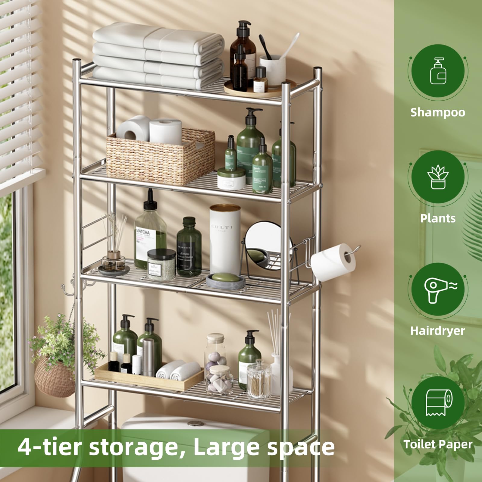 Ekisemio bathroom organizer with hooks keeps robes within reach.