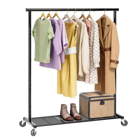 Ekisemio clothes rack shows 180 lb stability for heavy garments.
