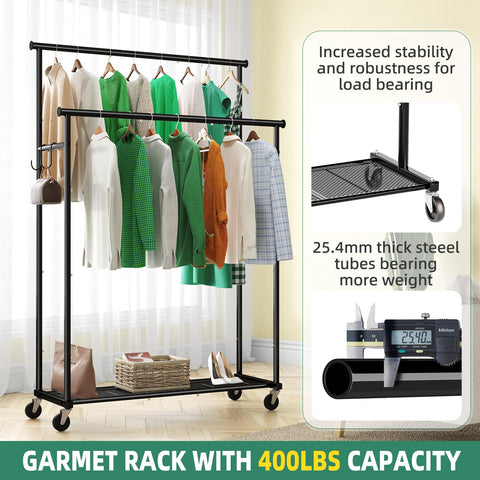 Ekisemio rolling rack demonstrates smooth wheels and floor-safe locks