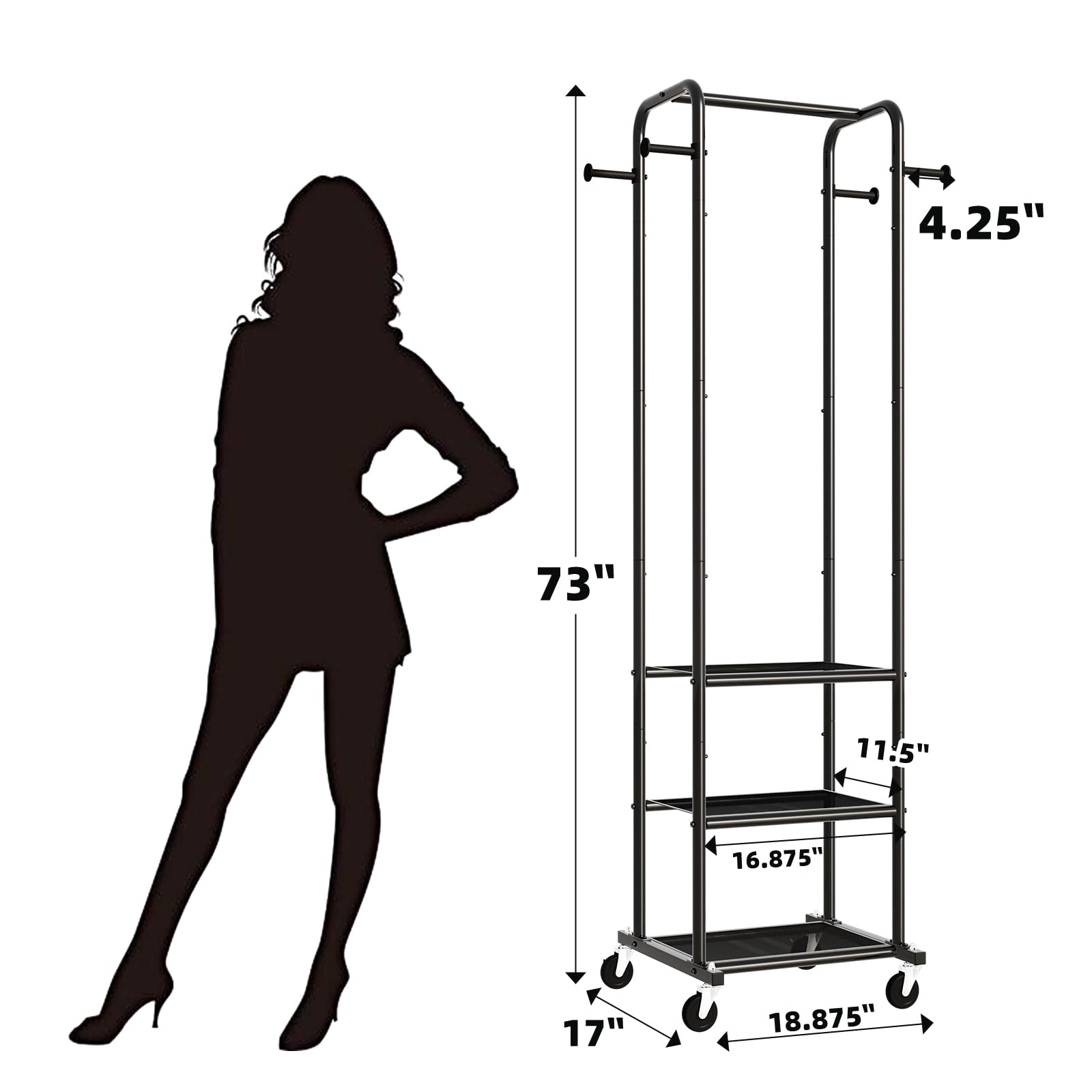Ekisemio clothes rack with mesh shelves for breathable storage