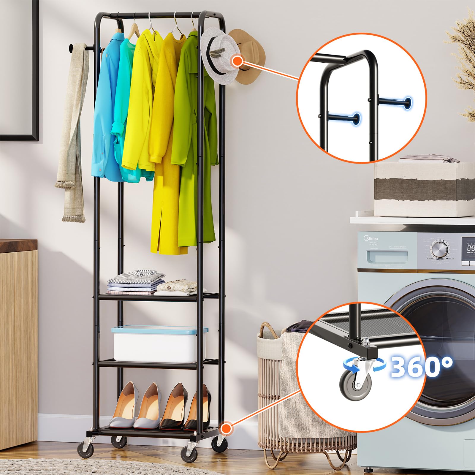 Ekisemio modern black clothing rack complements any room decor