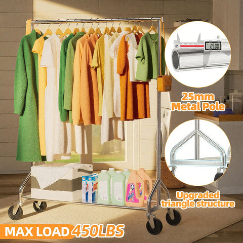 Ekisemio rack shelves provide storage for shoes and folded garments.