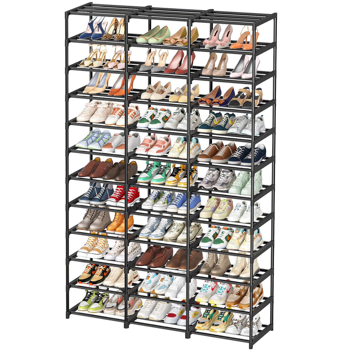 Ekisemio 72-pairs capacity shoe rack neatly organizes sneakers in entryway