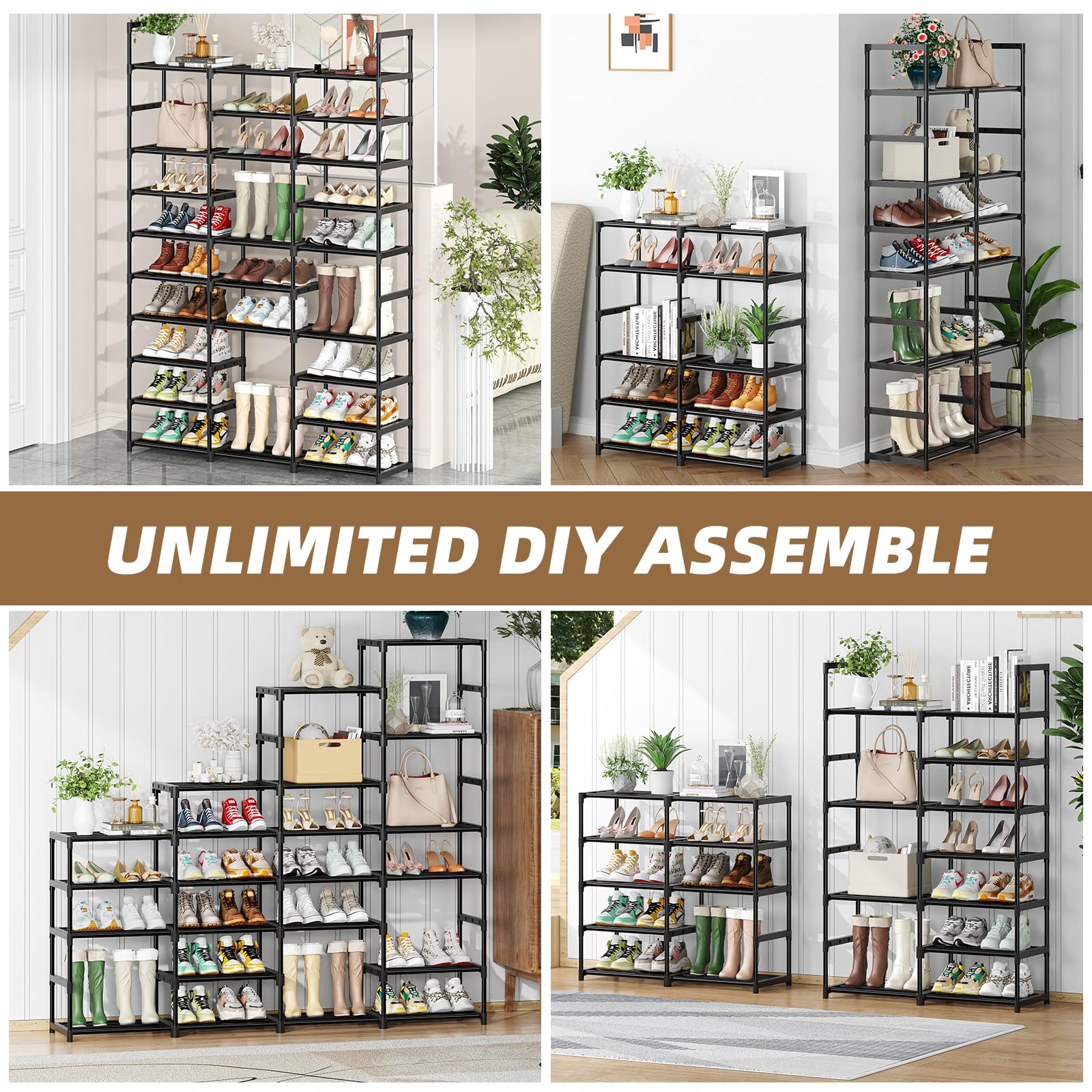 Ekisemio metal-frame shoe rack provides sturdy support for heavy shoes