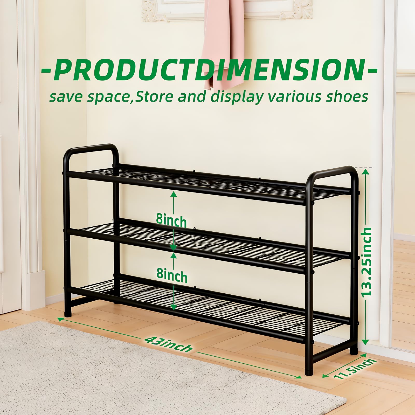Ekisemio wide stackable organizer keeps sneakers, flats, and accessories neatly by the entry.