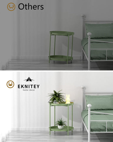 EKNITEY 2 Tier End Table with anti-slip feet protects floors.