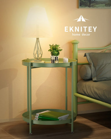 EKNITEY 2 Tier End Table assembly demonstrates quick setup.