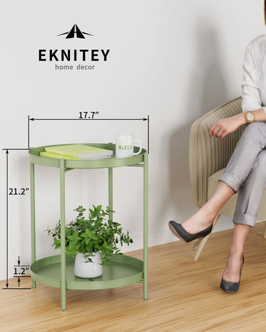 EKNITEY 2 Tier End Table compact design saves space.