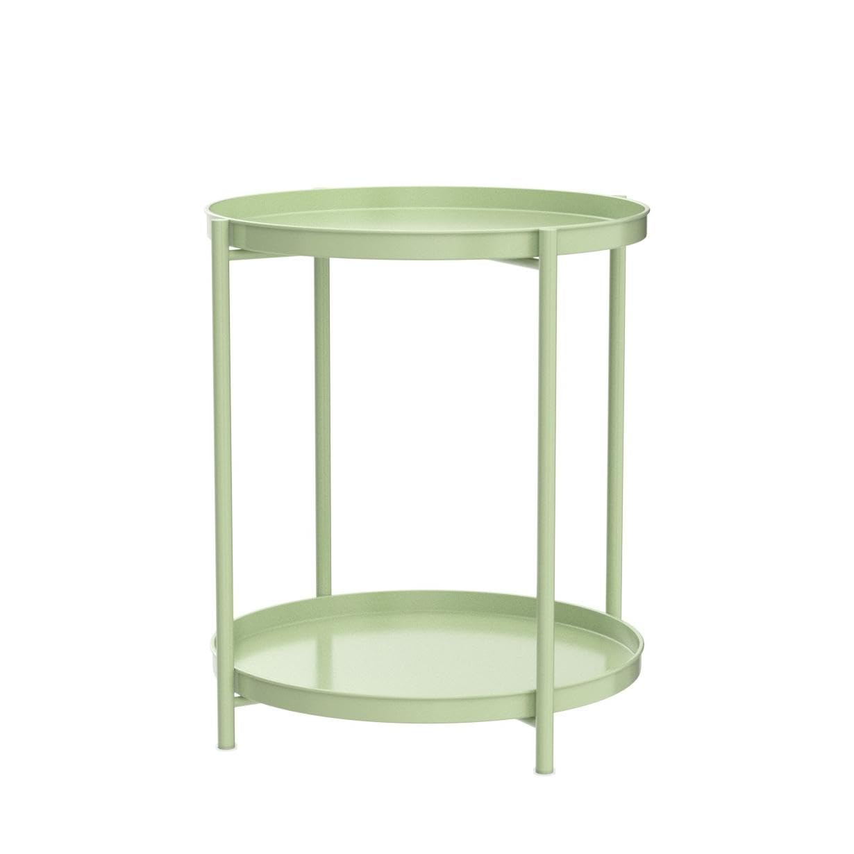 EKNITEY 2 Tier End Table suitable for indoor and outdoor spaces.