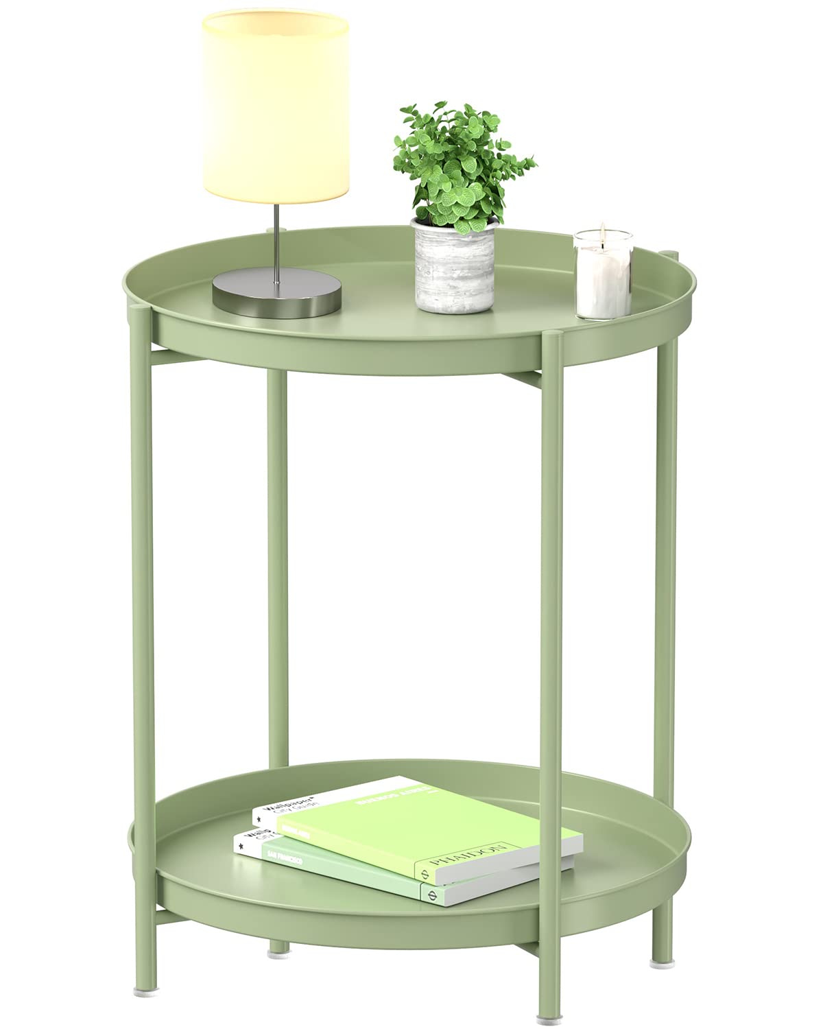 EKNITEY 2 Tier End Table side view emphasizes compact, sturdy design for any room.