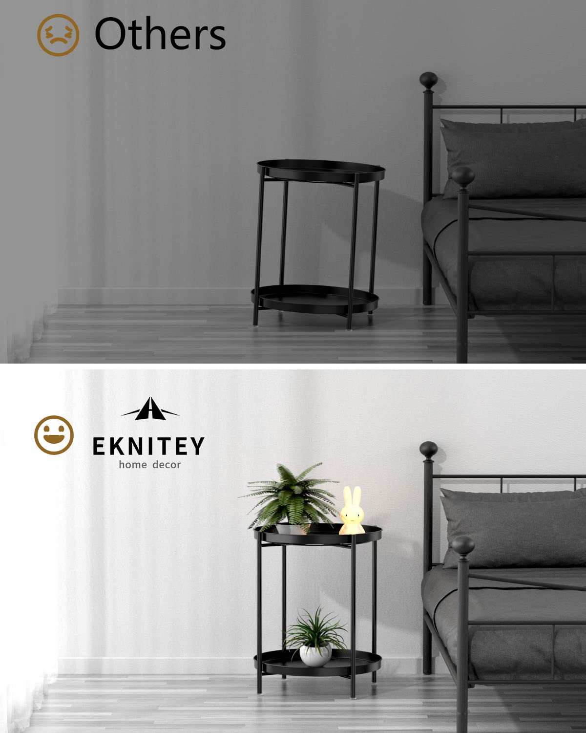 EKNITEY anti-slip legs protect floors and adjust height.