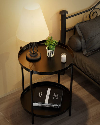 EKNITEY end table metal frame durable for daily indoor and outdoor use.