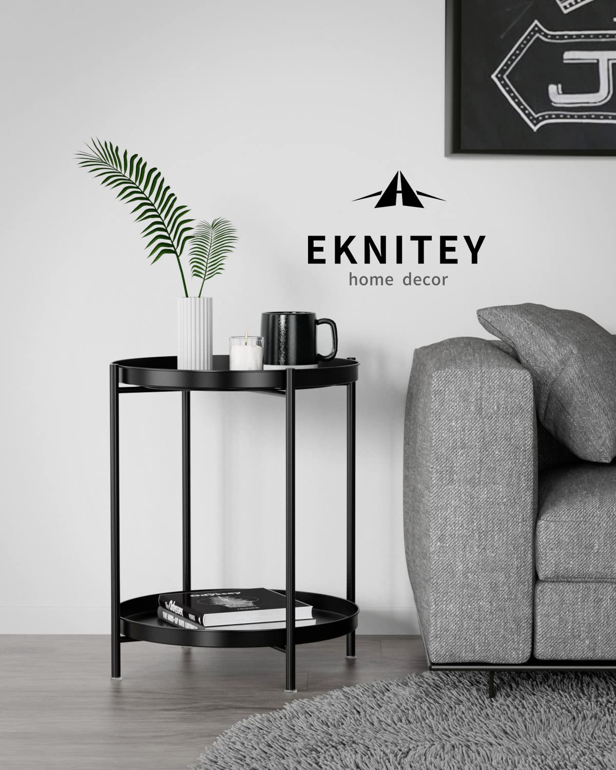 EKNITEY end table waterproof anti-rust frame suitable for balcony and patio.