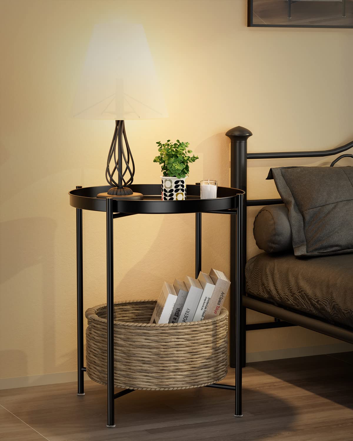 EKNITEY small side table with curled edge minimizes accidents when moving around a room.
