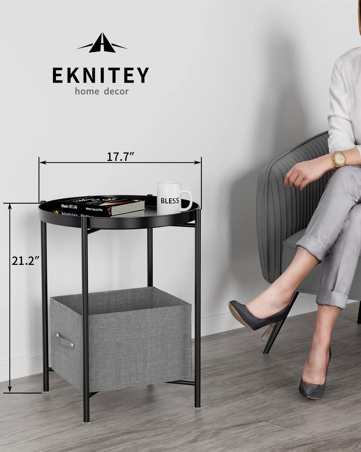 EKNITEY small side table suitable for indoor, balcony, patio, or office spaces.