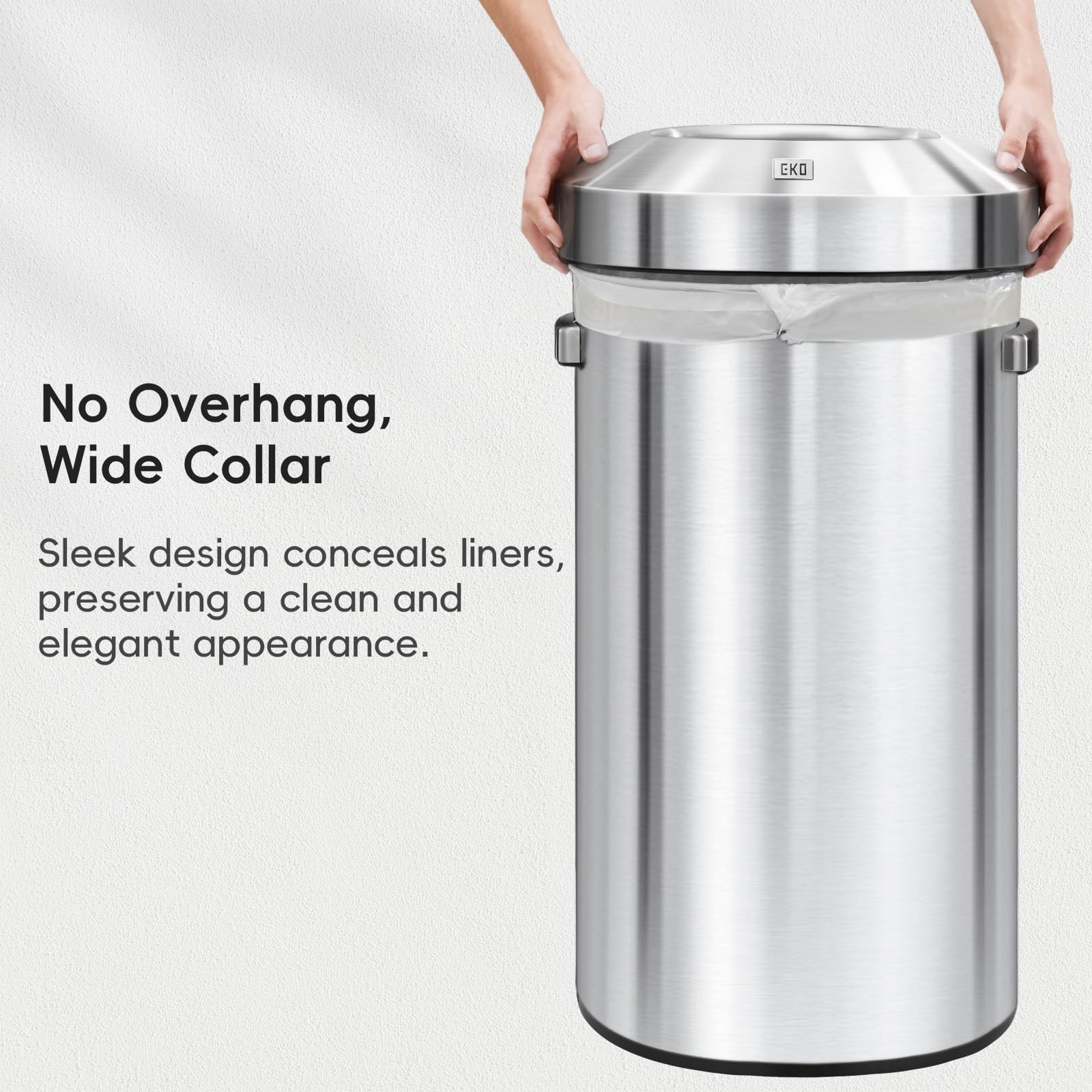 EKO commercial-grade trash can supports efficient waste management.