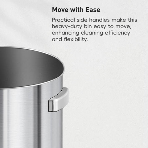 EKO brushed metal finish trash can resists fingerprints for cleaner spaces.