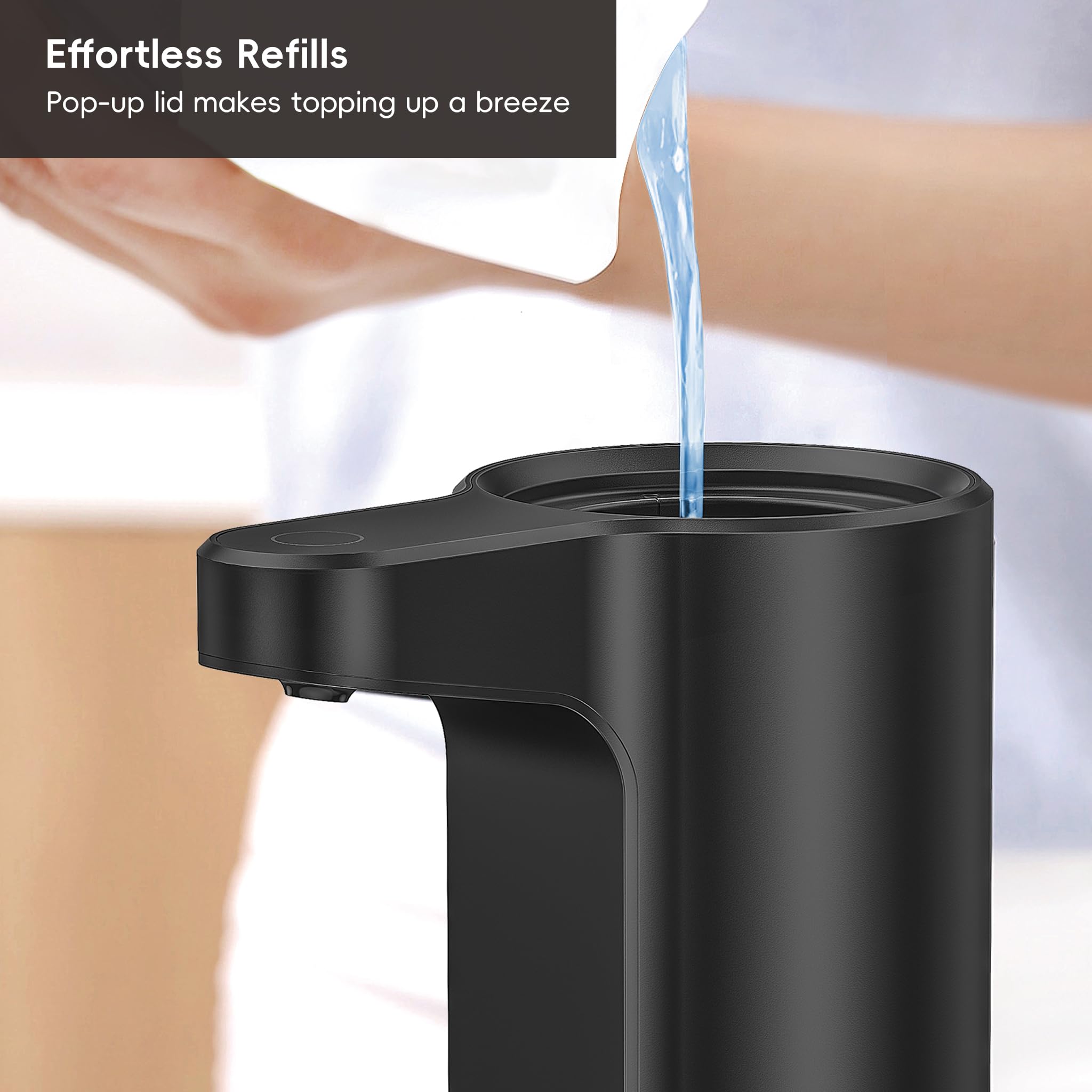 EKO Aroma three settings dispense amount, enabling customized soap output