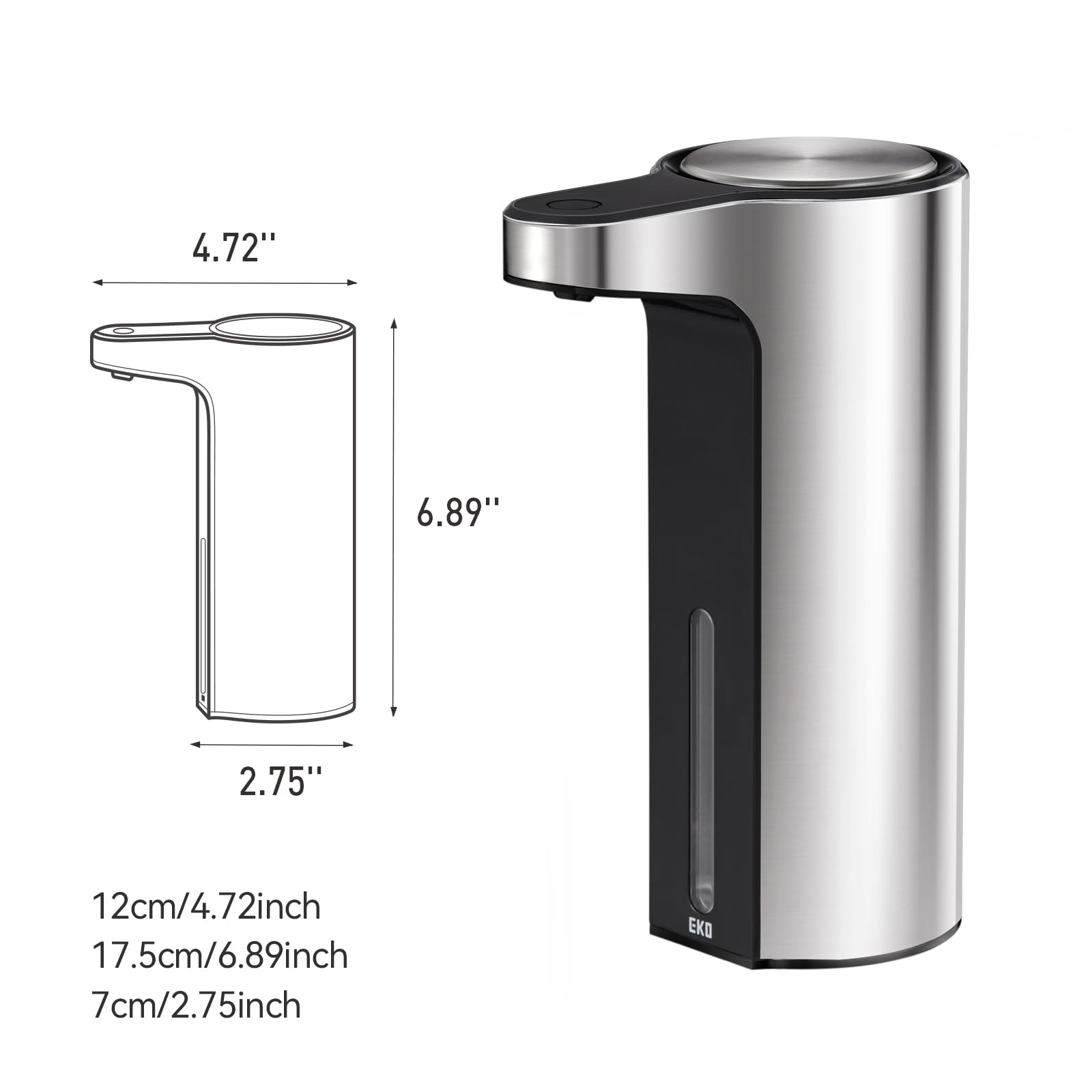 EKO Aroma Touchless Dispenser shows generous 9 oz capacity