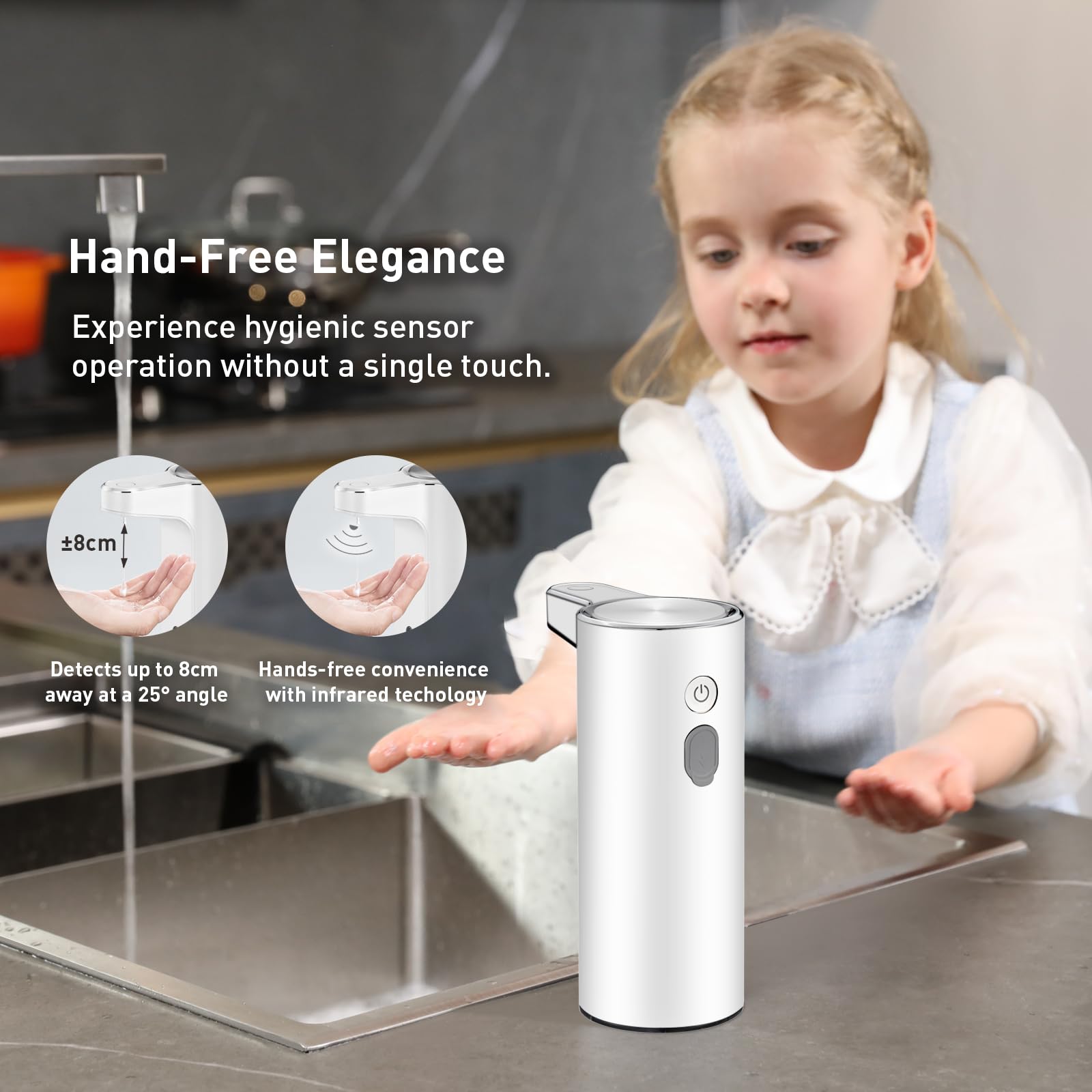 EKO Aroma touchless dispenser durable design white suited for moisture-prone rooms