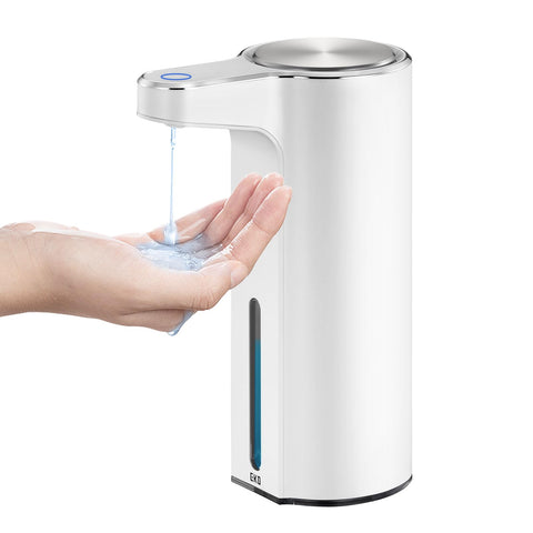 EKO Aroma touchless dispenser front view in white, showcasing sleek design and accessibility
