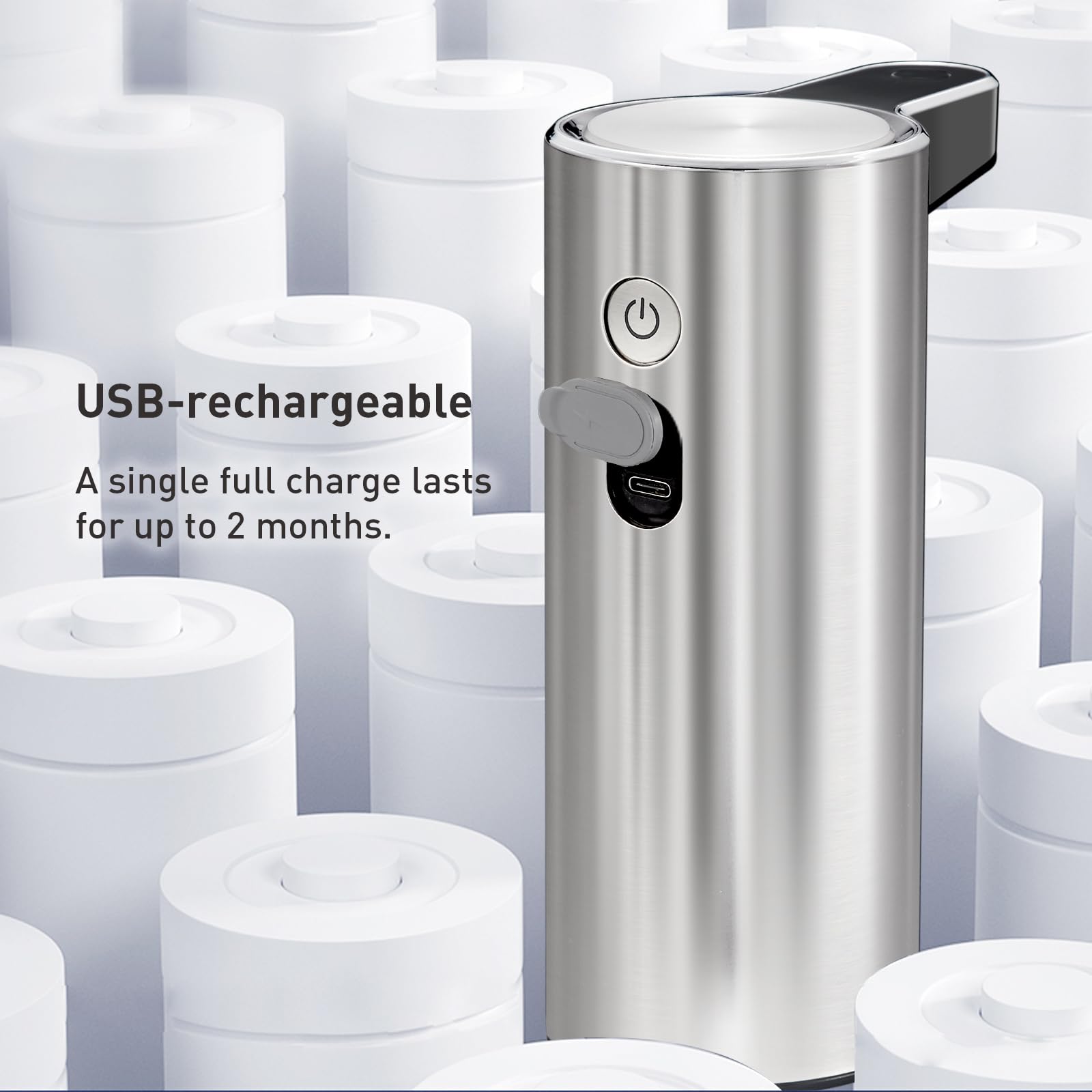 EKO Aroma Touchless Dispenser USB-C charging port ensures long lasting power