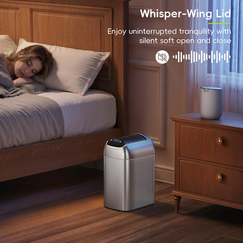 EKO Astro Slim sensor trash can 10 L capacity suits kitchens, baths, and offices.